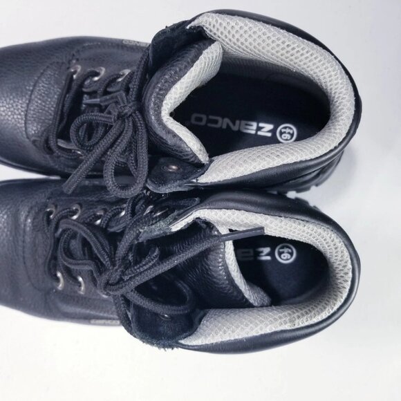 Zanco Black Pebbled Genuine Leather Lace Up Steel Toe Boots Men Size 9.5 main image 10